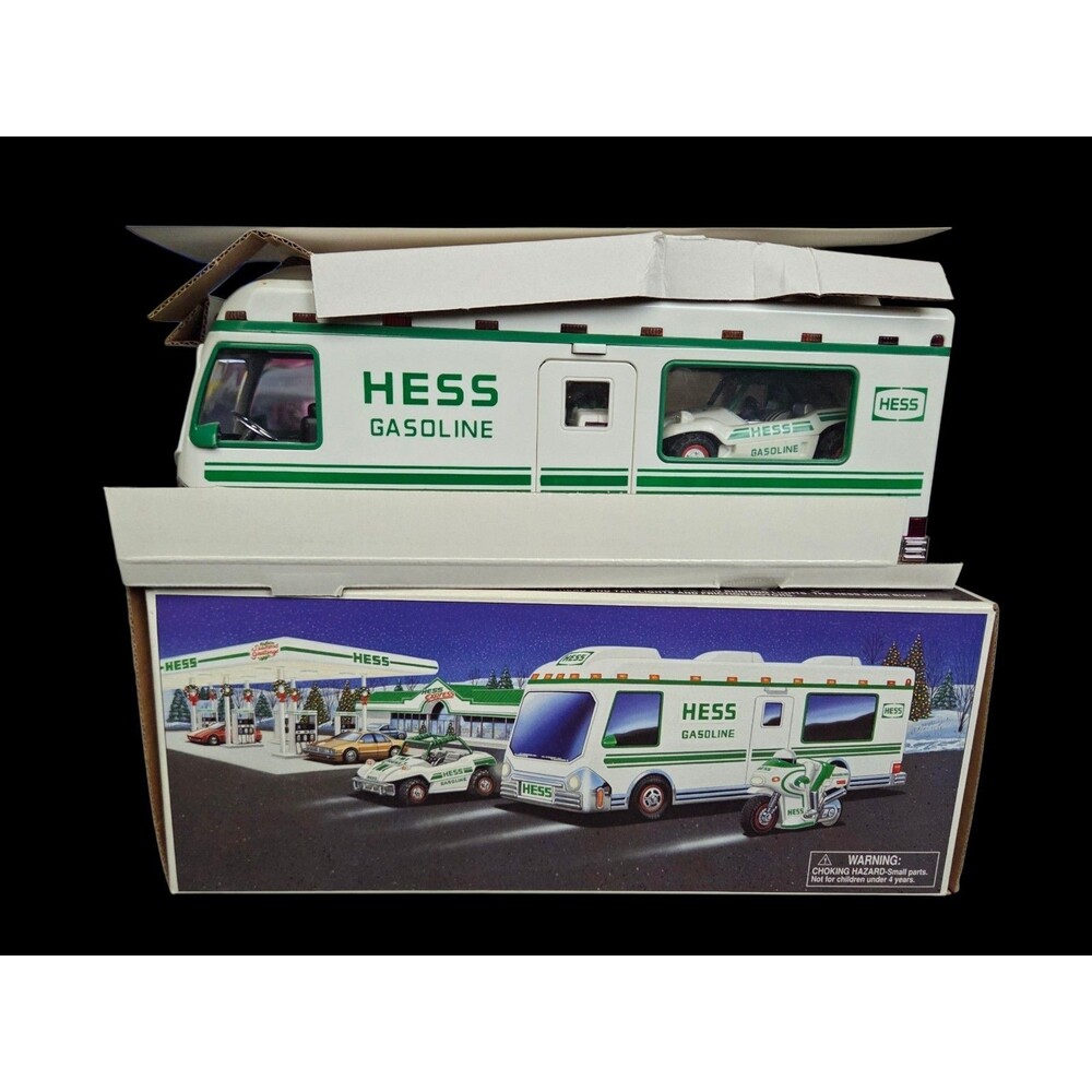 1998 Hess Truck Recreation Van with Dune Buggy and Motorcycle New In Box